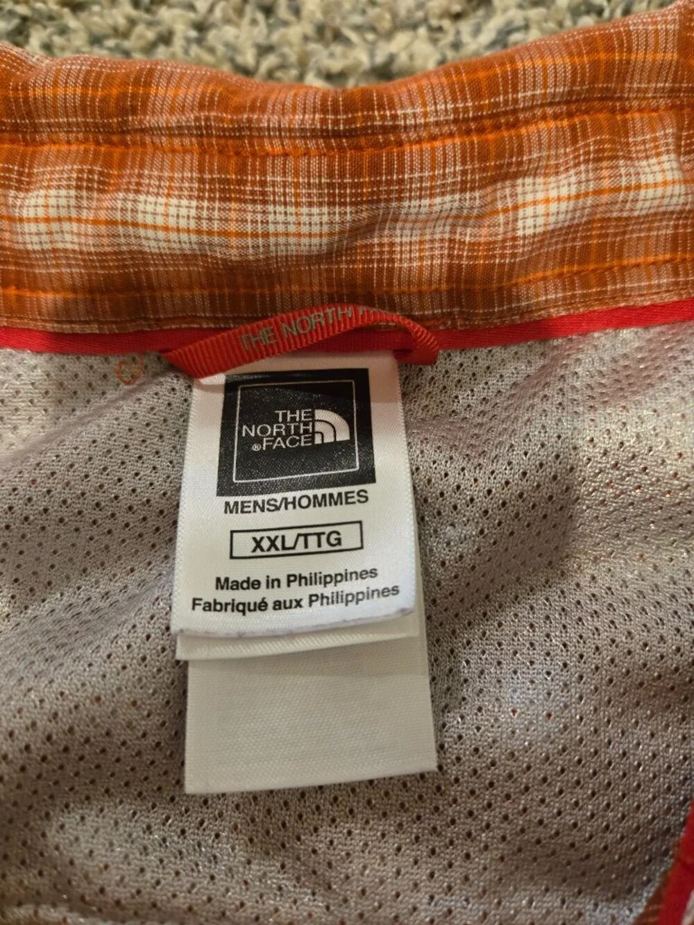 The North Face Plaid Button Down Short Sleeved Shirt Orange XXL